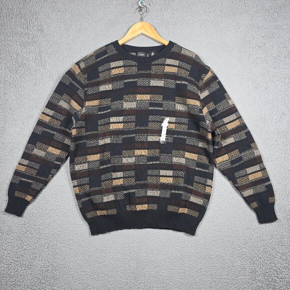Vintage Haggar Sweater Size XL Heavyweight Chunky Cable Knit Ribbed Geometric 90 - Picture 1 of 14
